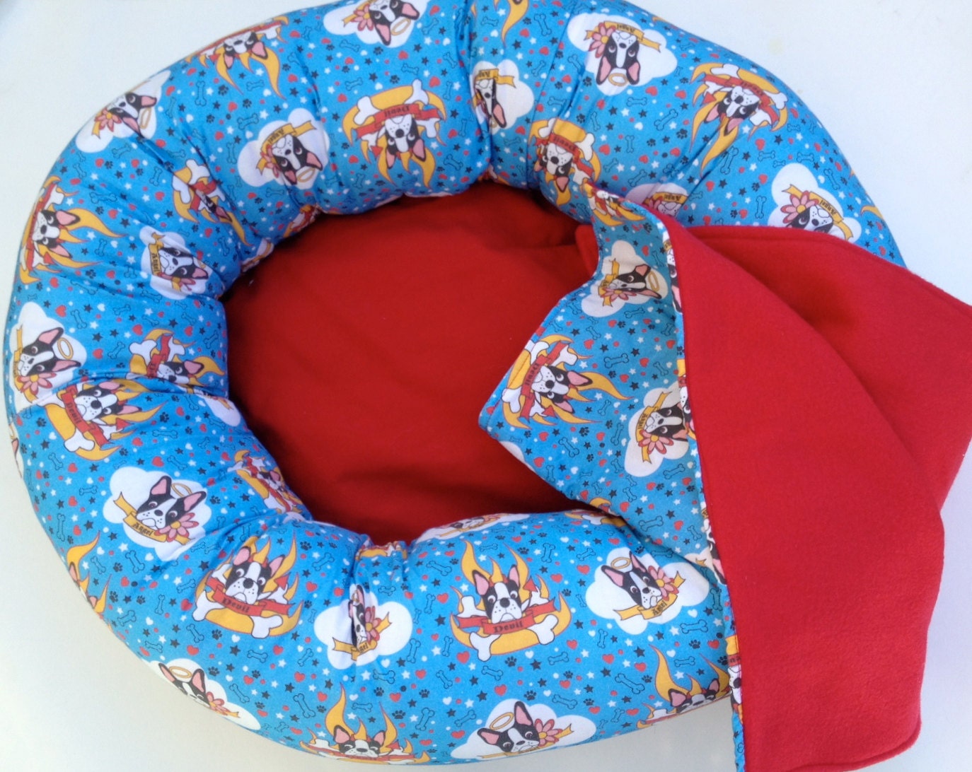 Angel or Devil Boston Terrier Doughnut Bed