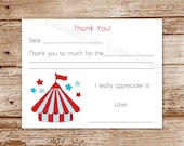 SET of 12 Kids Carnival, CIRCUS Fill-In Thank You Cards : circus tent Il_170x135