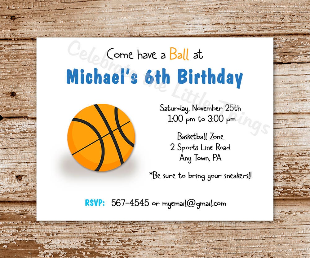 SET of 12 BASKETBALL Invitations : Sports, Pick Your Colors Il_570xn