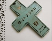 Baptismal cross for boy personalized