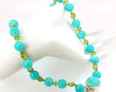 Amazonite Smooth Rounds with Peridot, Necklace