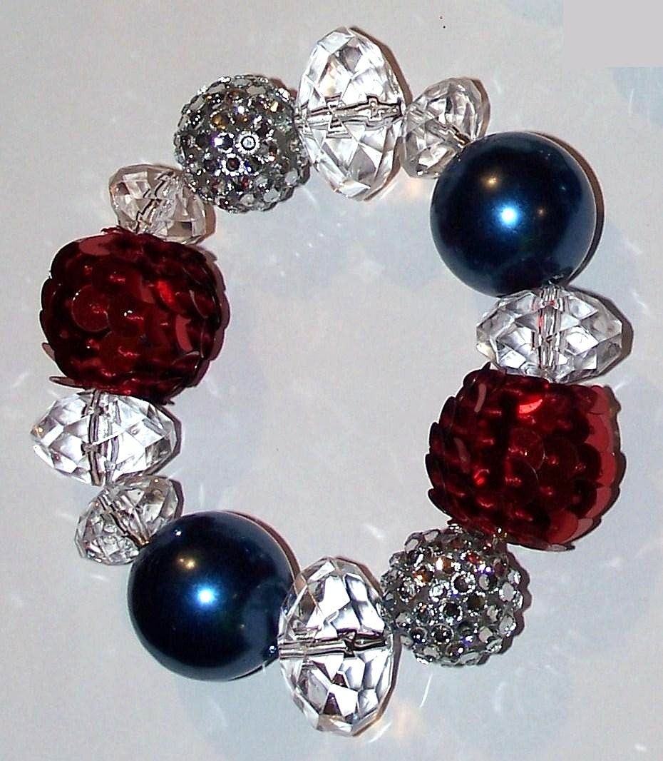 4th of July Patriotic Girls Chunky Bracelet - Girls Bubblegum Bracelet - Girls Big Bead Bracelet