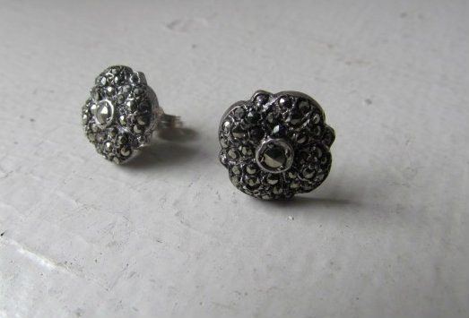 Antique Art Deco Marcasite Post Earrings c.1920s