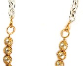 Pressed Czech Glass in Silver with Gold Bead Caps, Gold toggle and Silver Chain