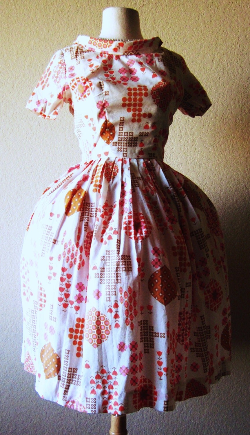 Vintage-60's-70s-Jonathan Logan-Party Floral Print Dress-Shortsleeved-S-4