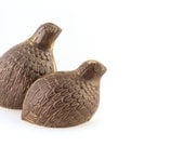 Brass Quail Figurines Set of 2 Partridges Birds