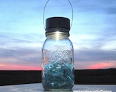 Recycled Glass Light, Blue Broken Mason Jar Glass, Creative Solar Lighting