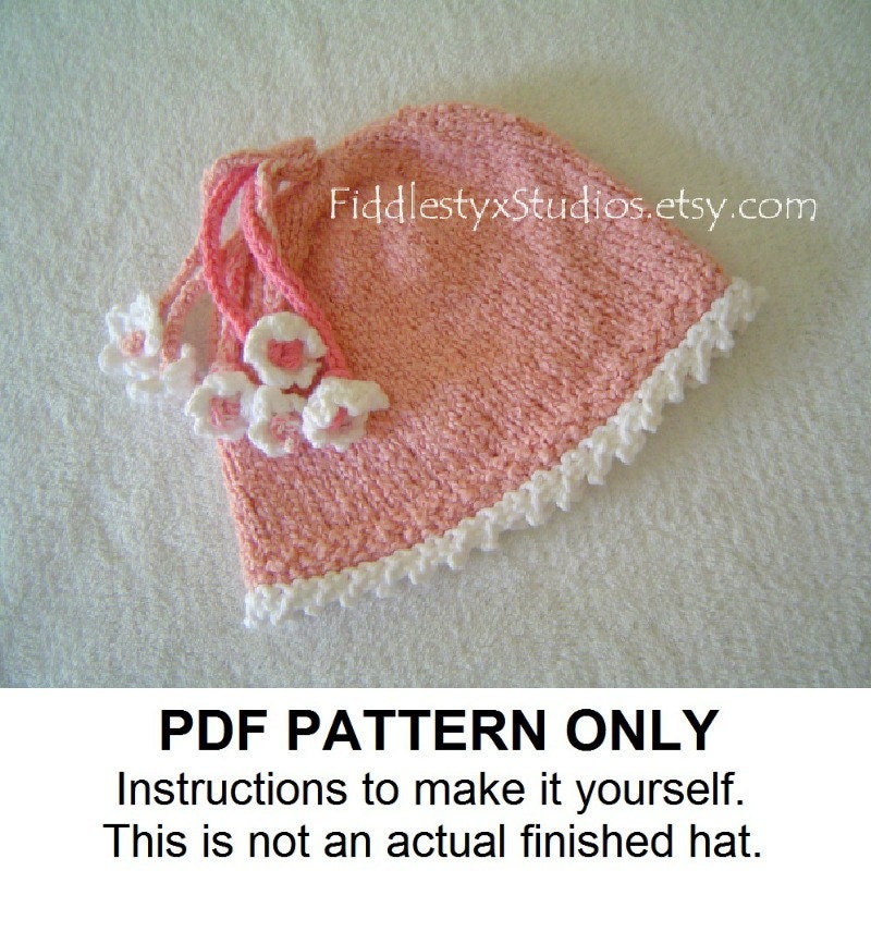 KNITTING PATTERN PDF - Baby Hat Knitting Pattern - Knit Pink Girl Easter Bonnet (Newborn Infant Toddler Child sizes) Children Spring Pattern