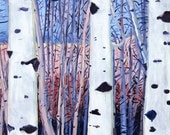 Painting of Trees and Sunset - Aspen Glow Print 15" x 7.5"