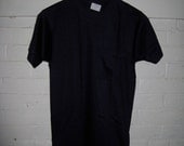 Vintage 1970's Deadstock Dark Blue Pocket T-shirt Undershirt all Cotton size Medium 38-40