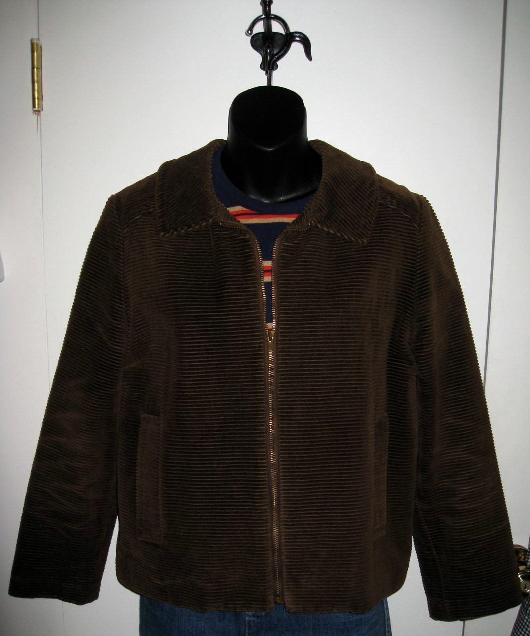 Vintage 1960's Mod Corduroy Brown Zip-up Jacket size Medium Talon