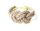 Ivory Sailors Knot Bracelet, Silk Cord Beige Nautical Knot Bracelet, Bridesmaids Rope Bracelet - IskraCreations