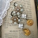 Lilies of the Valley, Vintage Enamel Flower, Rhinestone and Vintage Medal Assemblage Earrings