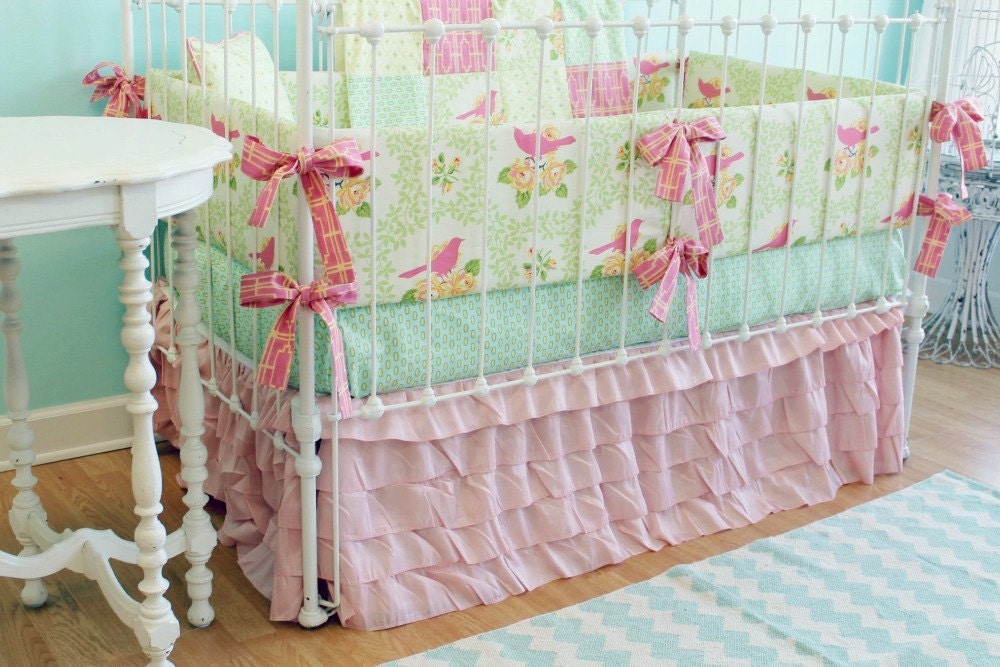 Pink Sweet Birdie Ruffle bedding
