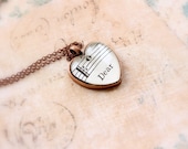 Heart pendant made with vintage sheet music.  Sweet gift for girlfriend, fiancee, wife for valentine's day.  Gift wrapped and ready to ship
