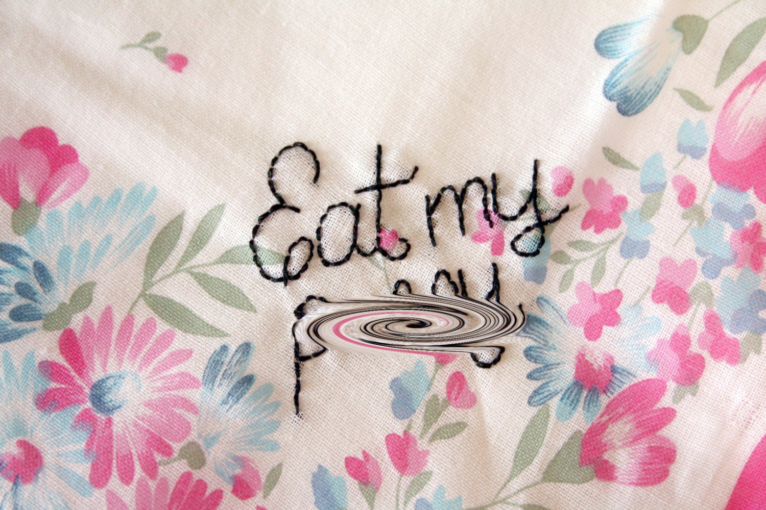 Eat My P--sy - Decorative Handkerchief - Hand Embroidered - Mature