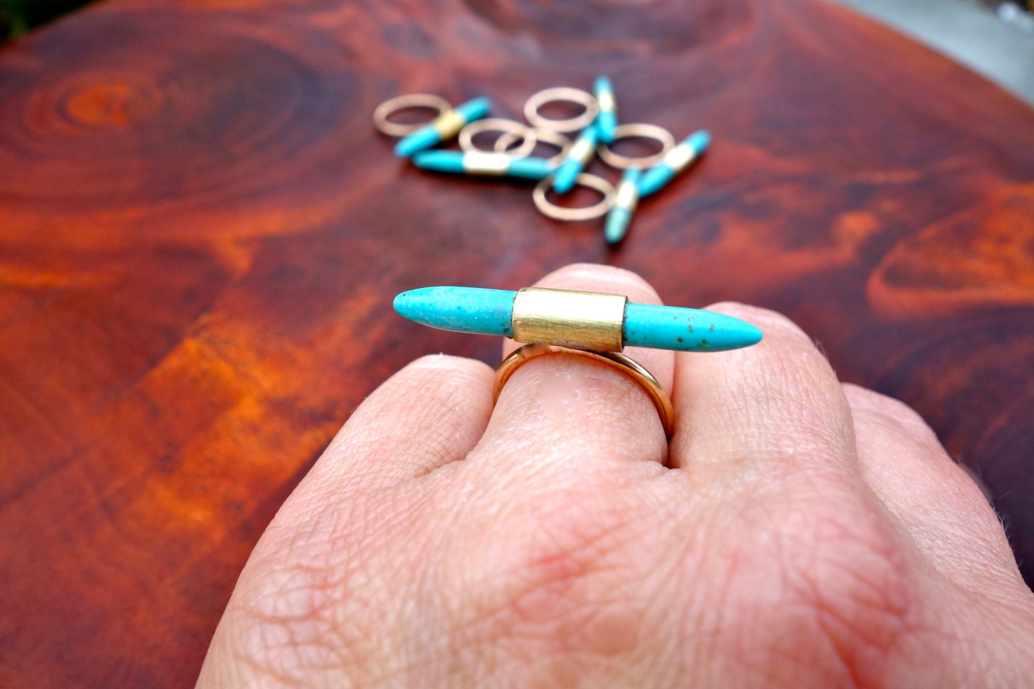 Blue Howlite Bar Ring