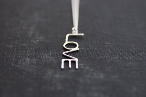 LOVE Necklace - Sterling Silver Chain and Pendant