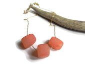 Modern beadwork necklace, peach stone necklace, simple beadwork necklace, modern jewelry designs