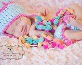 Candy Girl Earflap Beanie -- Baby Newborn Photo Prop Hat -- Made to Order