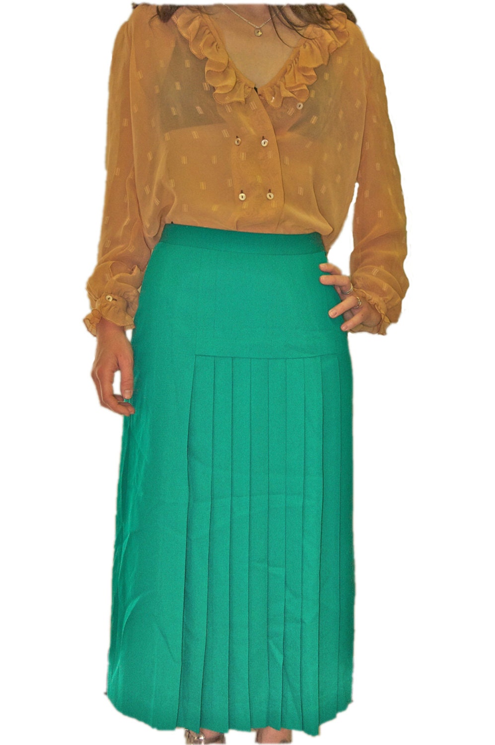green vintage skirt on etsy