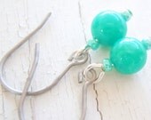 Petite Aqua Mountain Jade Earring on Titanium Ear Wires