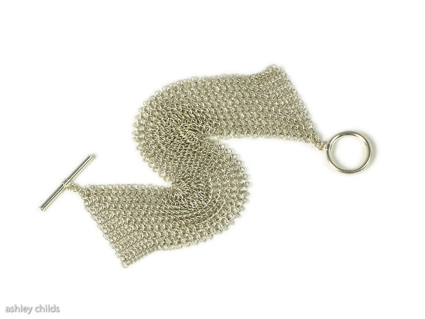 Sterling Silver Recycled, Vintage Chainmaille Mesh Bracelet, AC0699 by Ashley Childs