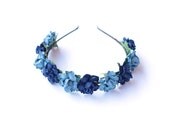 sweet rosie rose flower headband / blue & navy / vintage inspired floral headpiece, rustic, wedding, bridal, pastel, hair accessory