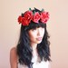 red rose crown // valentines romantic wedding headpiece, bridal hair wreath, flower crown, love, oversized statement headband