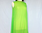 60s Lime Transparent Dress- Mod, Oversize, Twiggy, Shift Dress, Hipster, Urban Outfitters, Mad Men, Beach