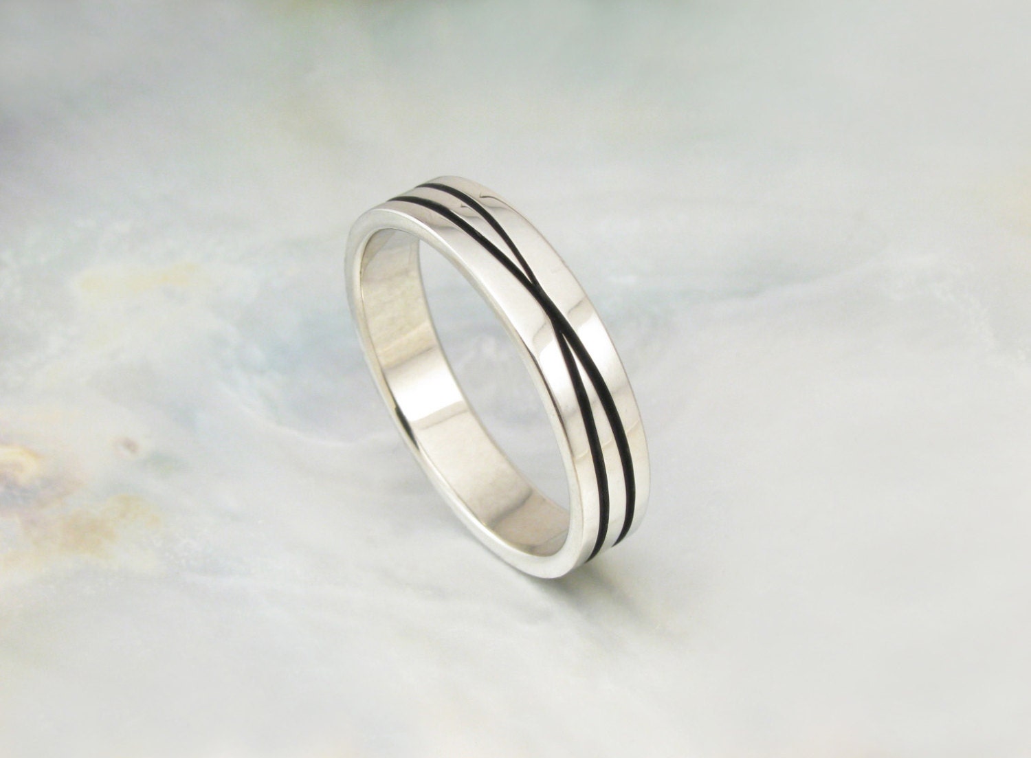 infinity ring -- recycled white gold wedding band -- unique wedding ring