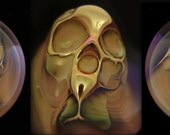 Flameworked Glass 24k Gold Fumed 'Ghost Skull' Marble by Bashi Alé