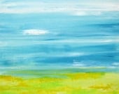 ABSTRACT LANDSCAPE  Original painting -24"x36" blue green yellow modern painting
