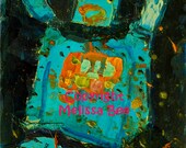 Blue Robot oil painting by Melissa BEE