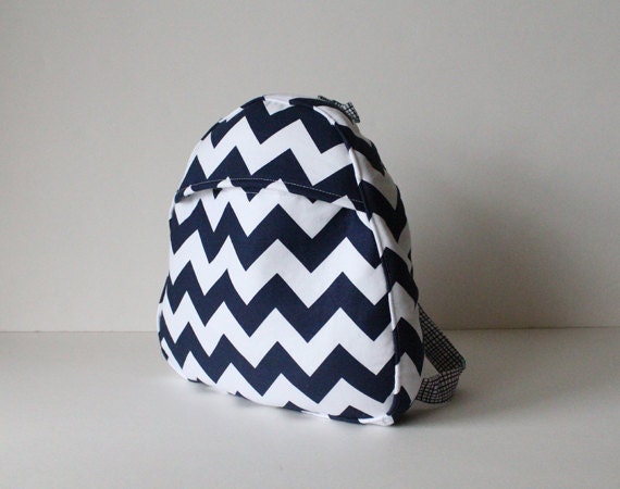 toddler backpack -- navy chevron