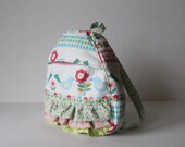 toddler backpack -- shabby chic songbirds with ruffles