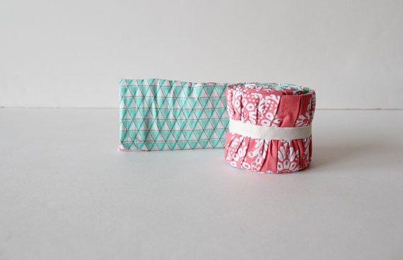 dSLR ruffle camera strap cover -- coral & mint