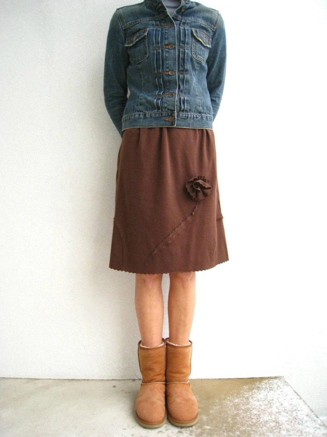 Chocolate Brown T Shirt Skirt // Knee Length // Plus Women // Spring // Cotton // Soft // Fashion // Fun // Gift for Her // ohzie