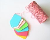 70 Mixed Color Price Tags Textured Cardstock Die Cuts Plus Twine, 25 yards of your choice of Twine A592 Il_170x135