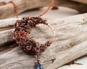 Moon Goddess necklace copper chaos kaos wrapped kyanite semi precious gemstone