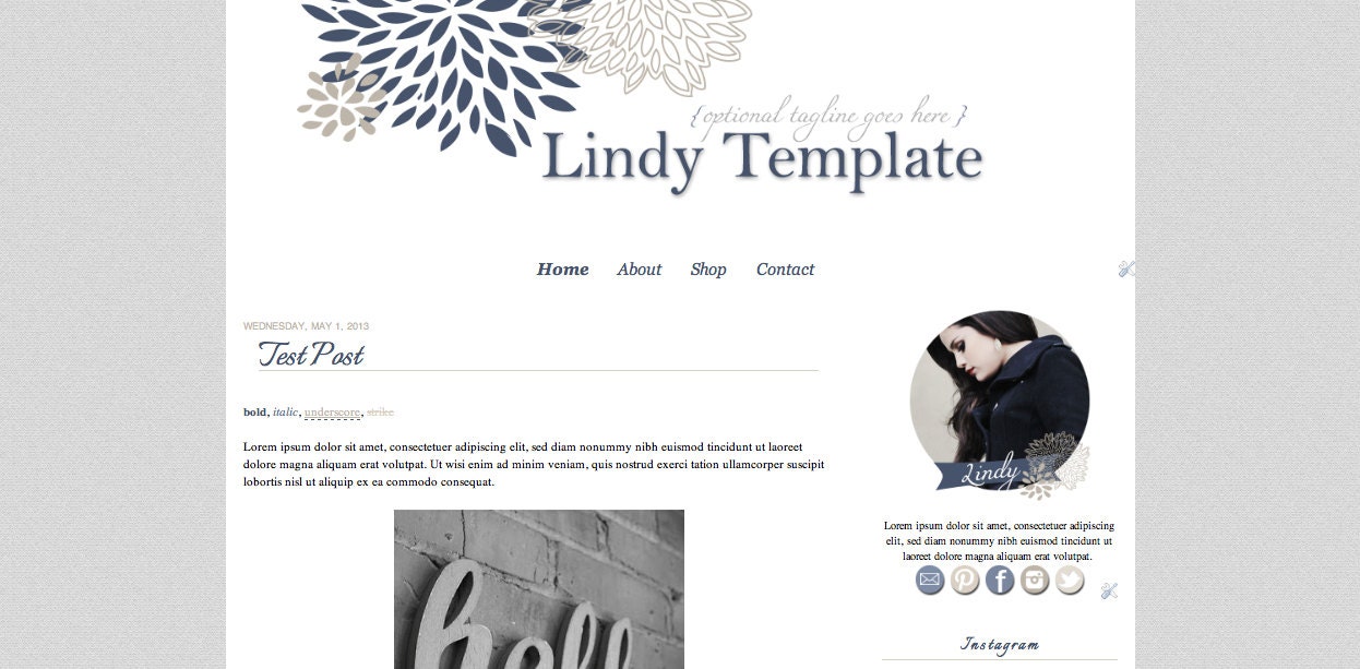 Lindy Template   ///   Pre-Made Blogger Template W/instant Download Option