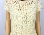 Vintage Crochet Dress, Size XS- Small, Cream, Flapper, Boho, Spring, Unique, Adjustable, Hippie, Boho