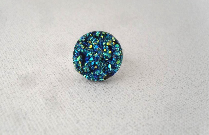 faux druzy ring - adjustable ring - faux drusy - blues, greens, jewel tones