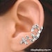 925. Berry Leaf  - Sterling Silver ear cuff earring, Non pierced earcuff jewelry 011213