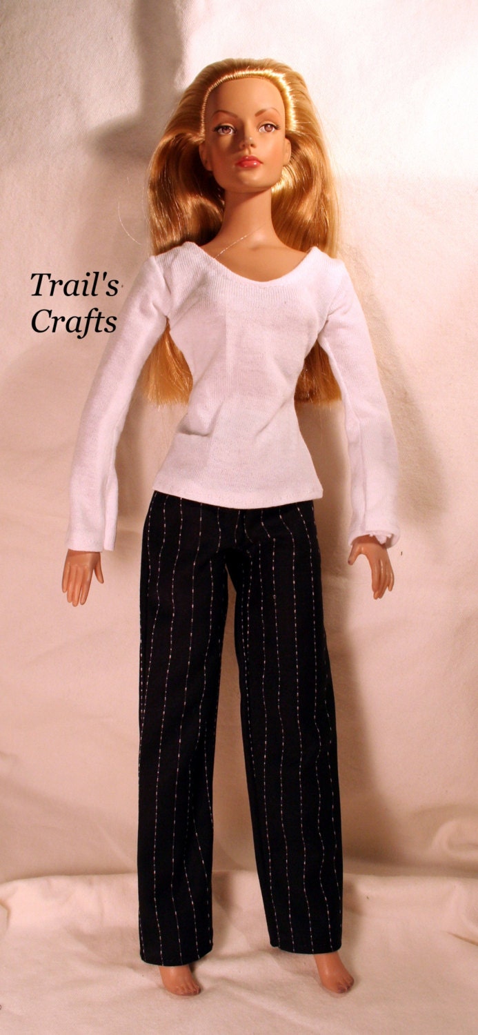 Handmade 16 Inch Doll Clothes For Tonner Outfit Style 2 Dark Blue With White Stripes
