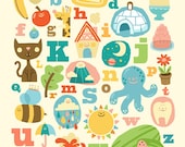 A4 Art Print - ABC Alphabet - Cute Nursery Print / Studio Art / Art Print / Alphabet Print