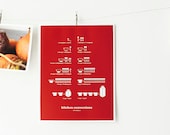Red Kitchen Conversions Art Print - Kitchen Art - Kitchen Posters - Measurements, Home Decor, 8.5x11