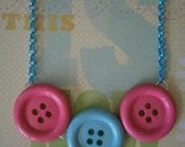 Pink and Blue Button Necklace