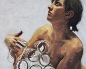 Vessels II - original oil painting by Cara & Louie - Oil on Panel, 16x12in