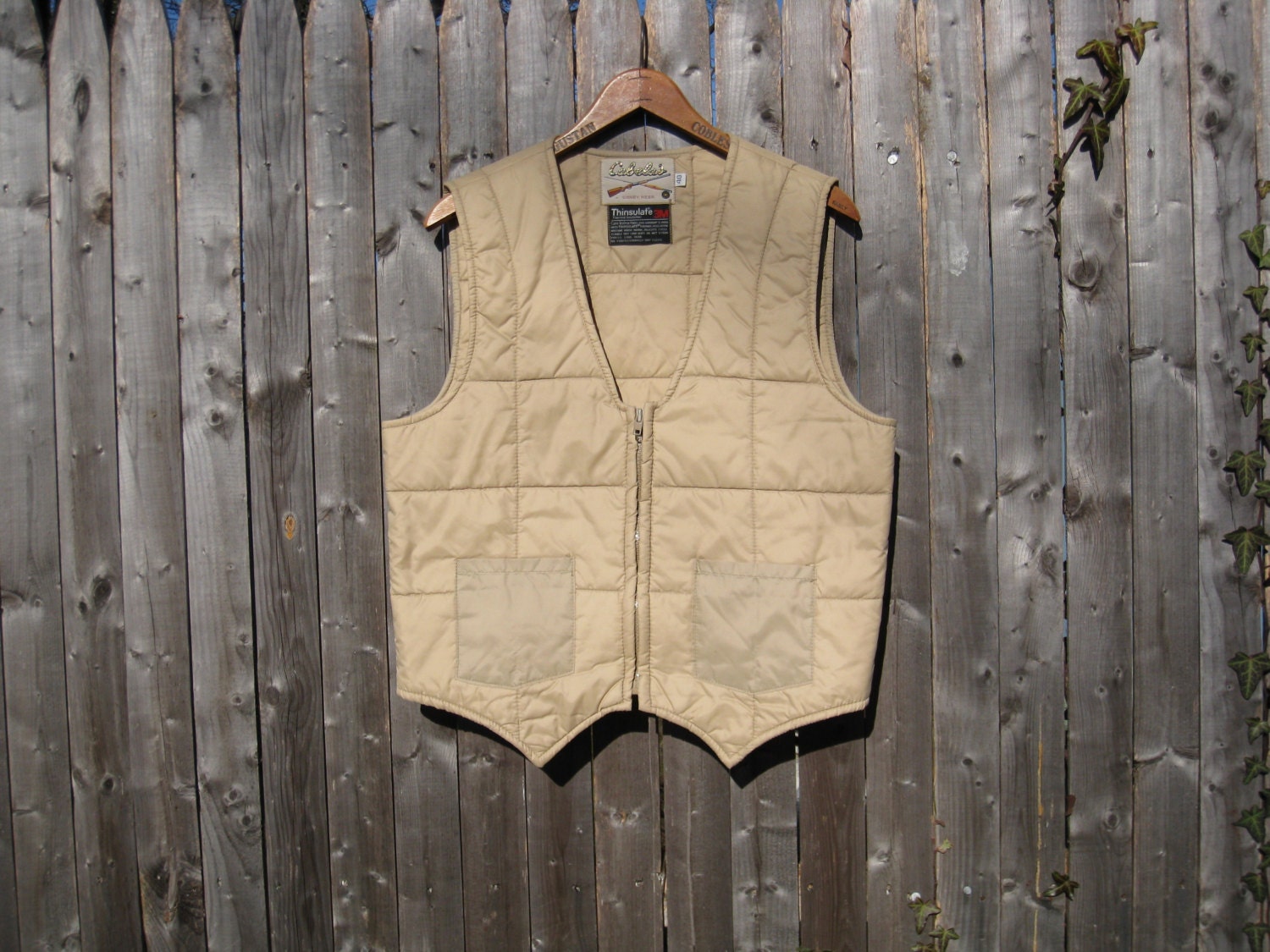 Vintage Cabelas Khaki Waistcoat Puffy Vest Mens Medium
